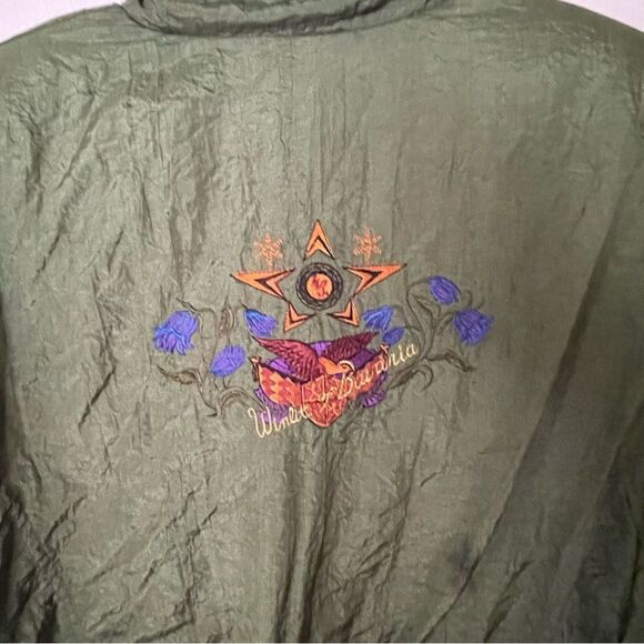 Winlit Vintage Statement Green Embroidered Puffer Jacket Duck Down Women's Large - Picture 16 of 16